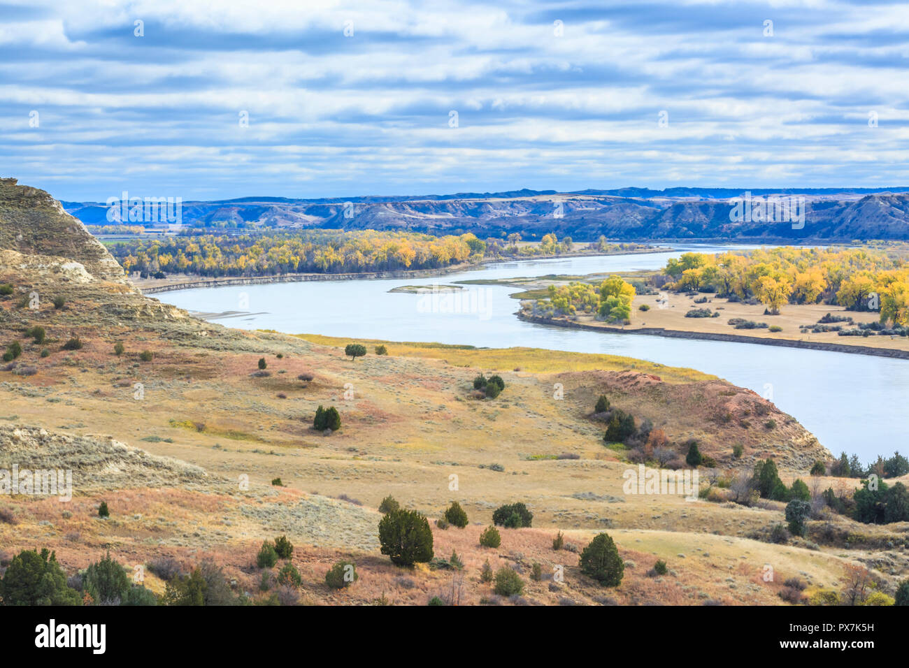 Herbst Farben entlang des Missouri River in der Nähe von Culbertson, Montana Stockfoto
