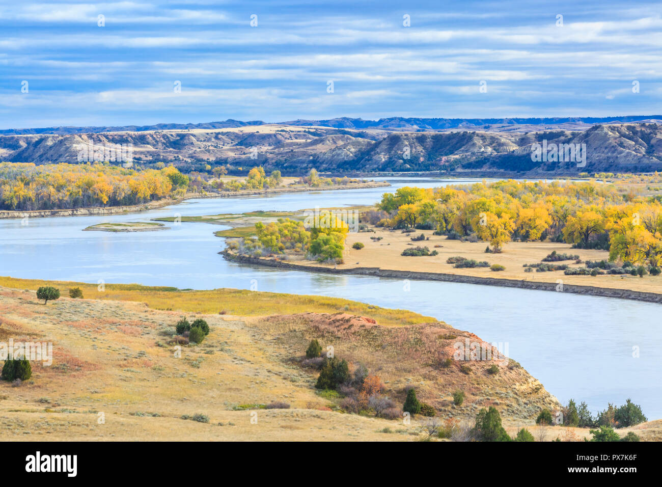 Herbst Farben entlang des Missouri River in der Nähe von Culbertson, Montana Stockfoto
