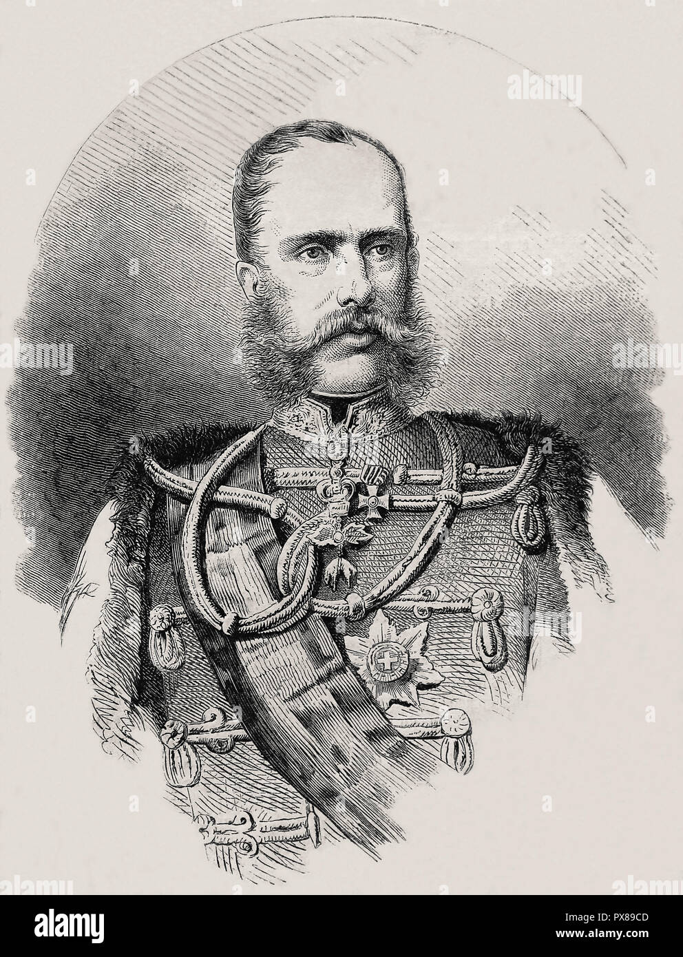 Franz Joseph I. von Österreich (1830-1916), Kaiser von Österreich und Monarch anderer Staaten. 19. jahrhundert Gravur. Stockfoto