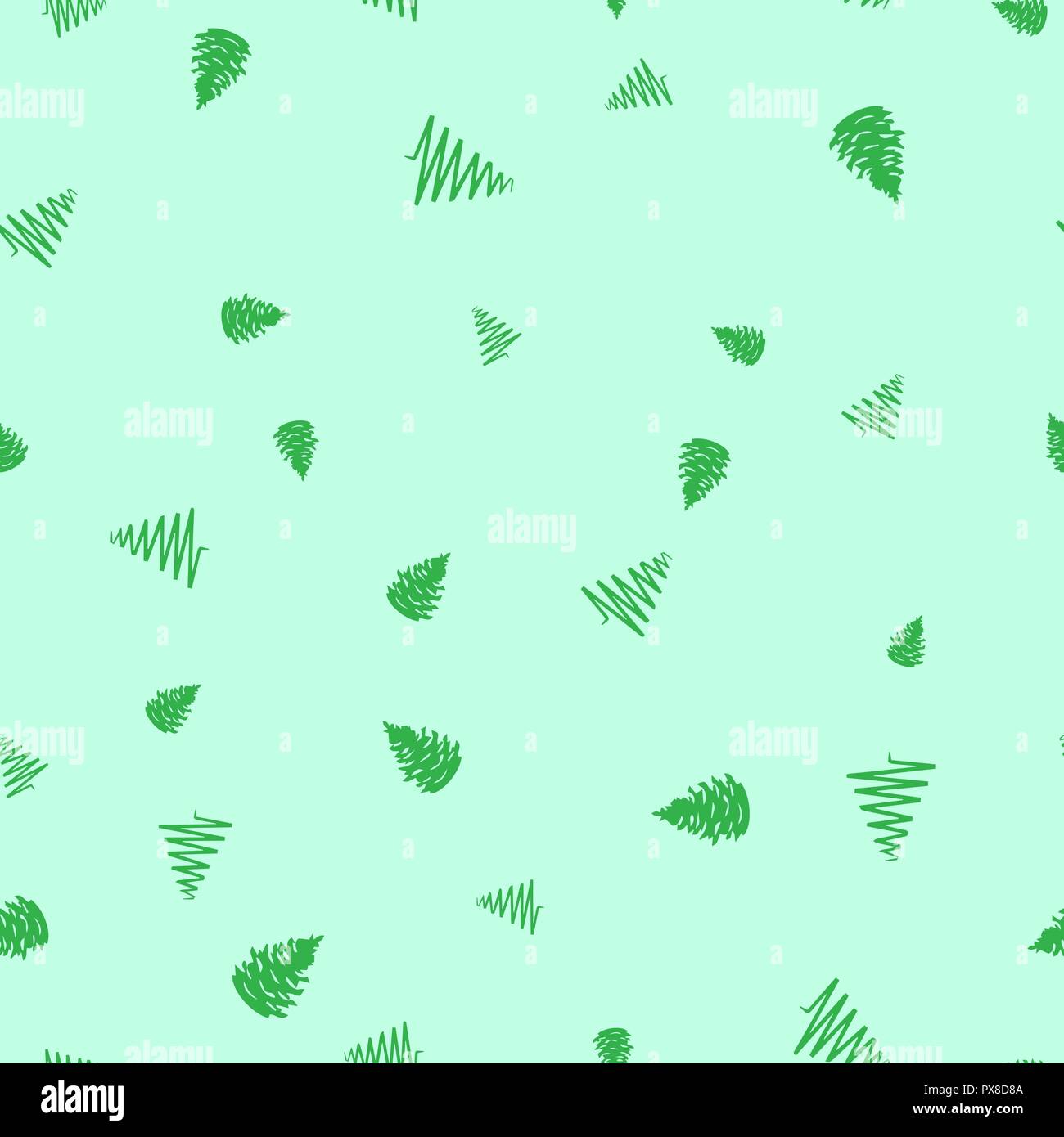 Grüner Weihnachtsbaum nahtlose Muster. Hellgrüner Hintergrund. Vector Illustration. Stock Vektor