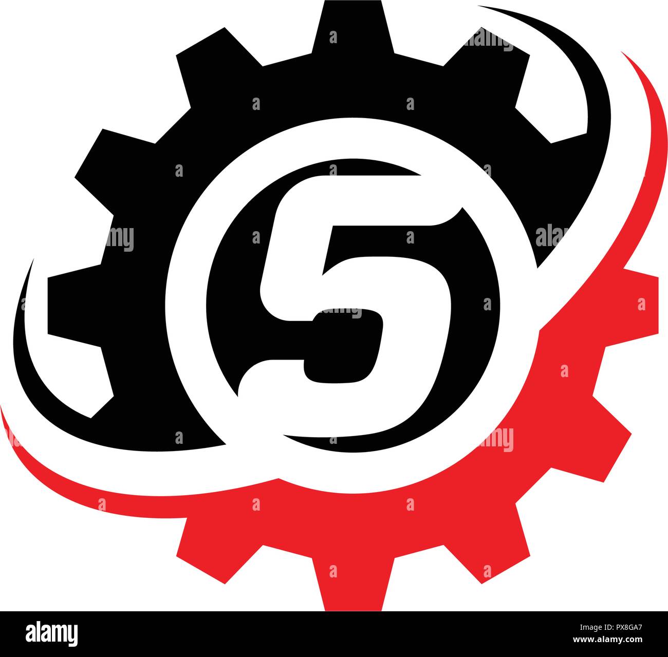 Nummer 5 Gang Logo Design Template Stock Vektor