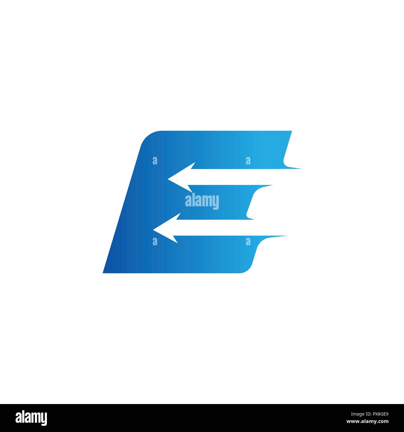 Buchstabe E mit Arrow Logo Design Template Stock Vektor