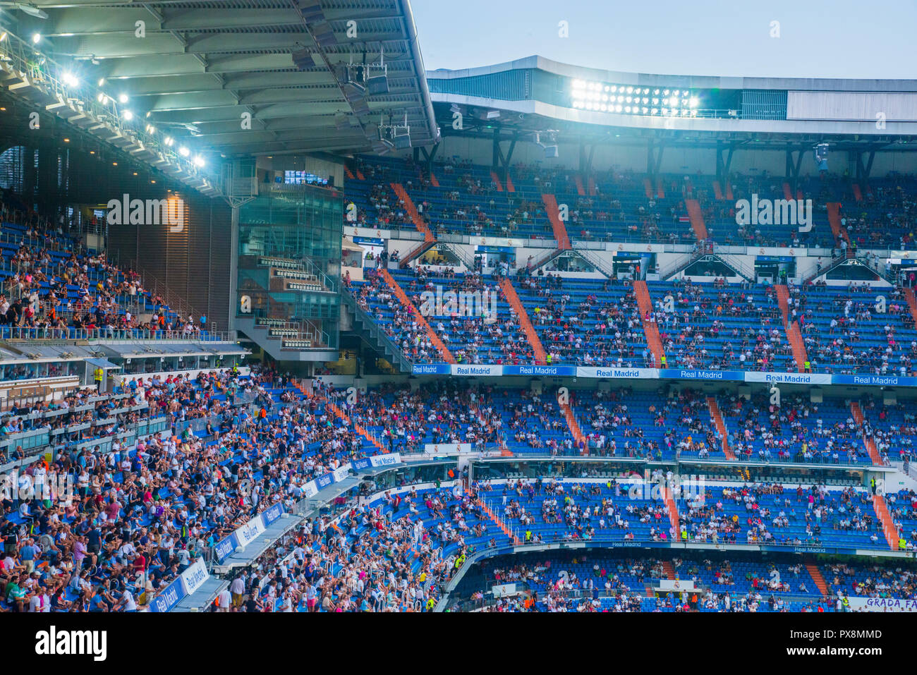 Tribünen. Santiago Bernabeu, Madrid, Spanien. Stockfoto