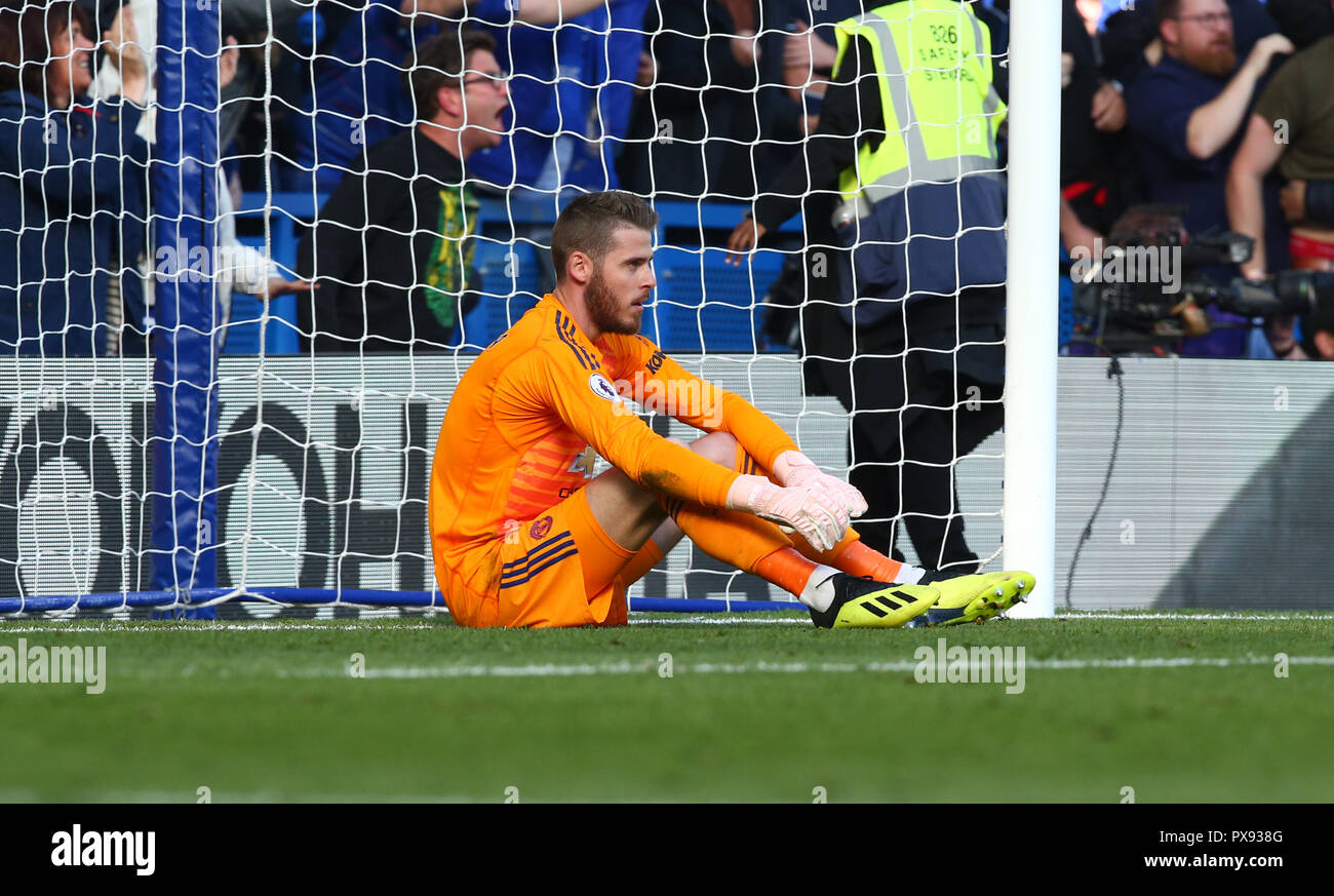 London, England - 20. Oktober: 2018 von Manchester United David De Gea während Premiership League zwischen Chelsea und Manchester United Stadion an der Stamford Bridge, London, England am 20. Okt 2018. Kredit Aktion Foto Sport Stockfoto