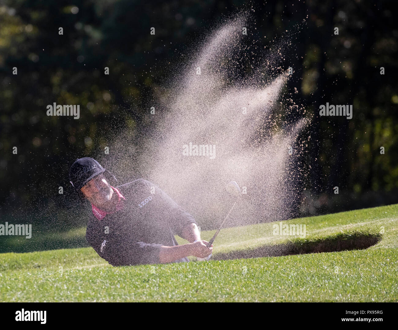 In Jeju, Südkorea. Okt, 2018 20. Piercy Scoott der Vereinigten Staaten konkurriert während der dritten Runde der CJ-Cup der PGA Tour an die neun Brücken in Jeju, Südkorea, Okt. 20, 2018. Quelle: Lee Sang-ho/Xinhua/Alamy leben Nachrichten Stockfoto