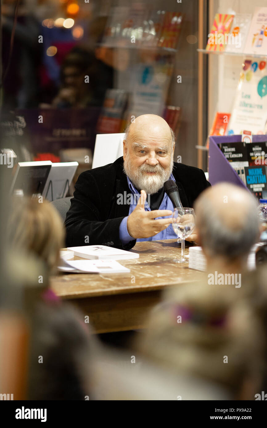 Causerie avec Serge Bouchard, anthropologue, autour de Son livre 'L'Oeuvre du Grand lièvre Filou". Stockfoto