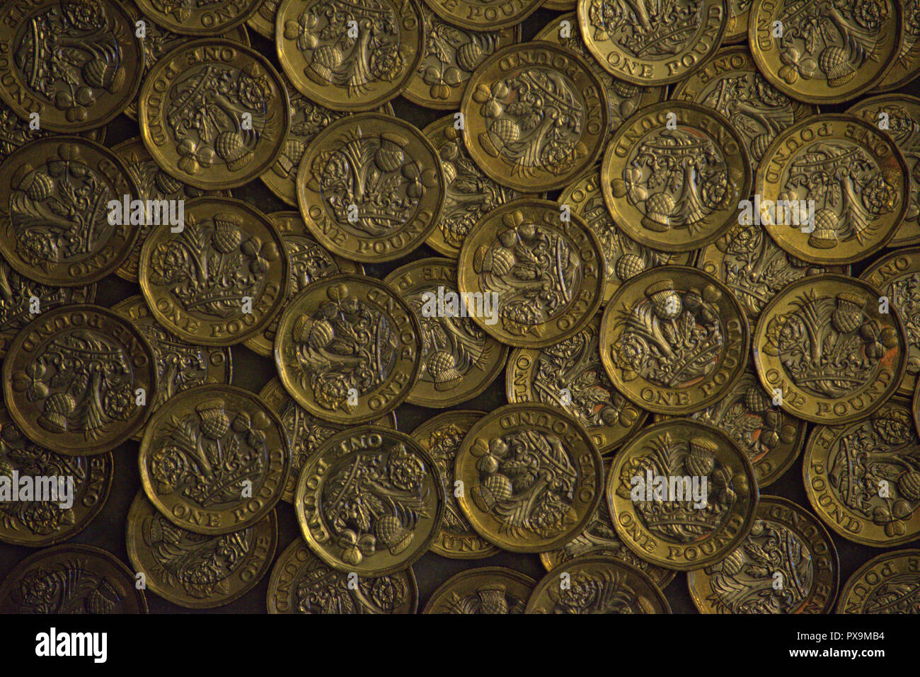 Britische Pfund, £ 1, Münzen Stockfoto