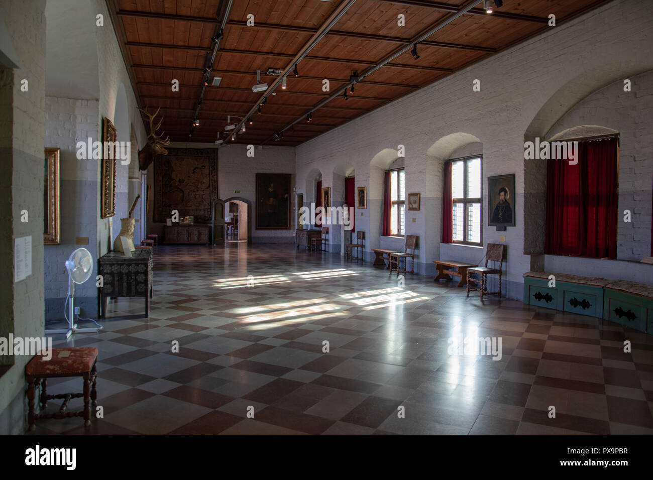 Große Halle von Malmö Burg erbaut im Jahre 1530 von König Christian III. von Dänemark. Es ist Skandinaviens älteste erhaltene Renaissance-schloss. Stockfoto