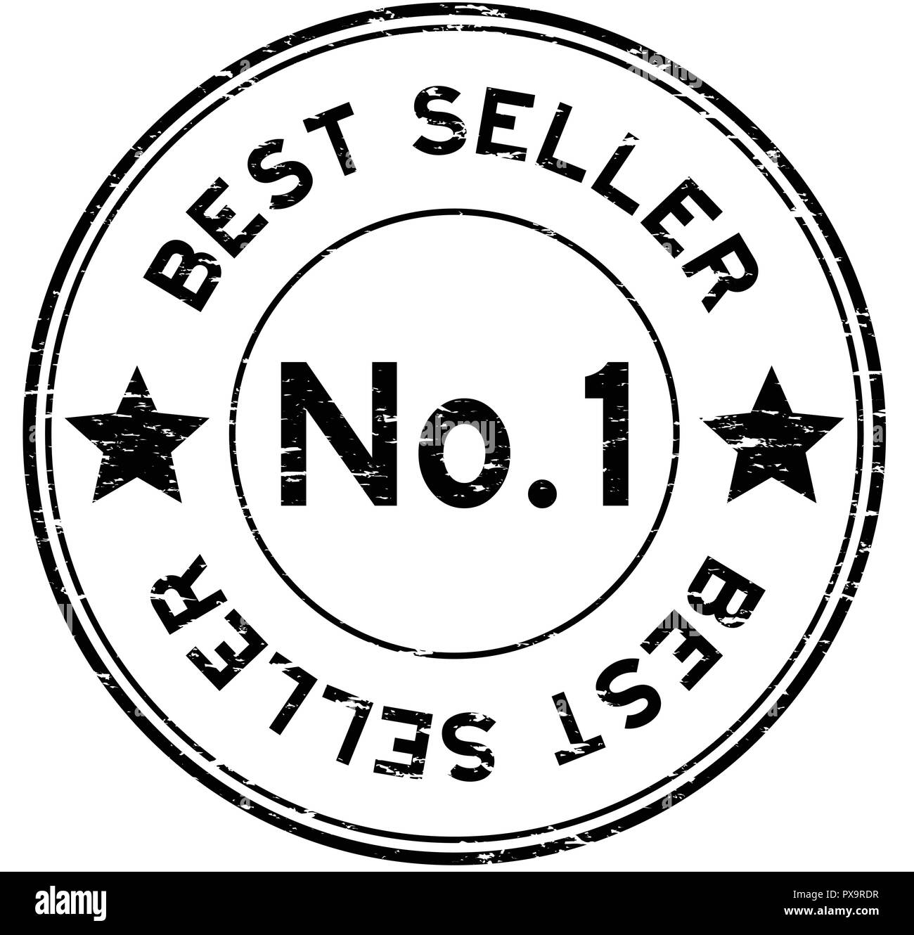 Grunge schwarz Art.Nr. 1 Bestseller runde Stempel auf weißem Hintergrund Stock Vektor