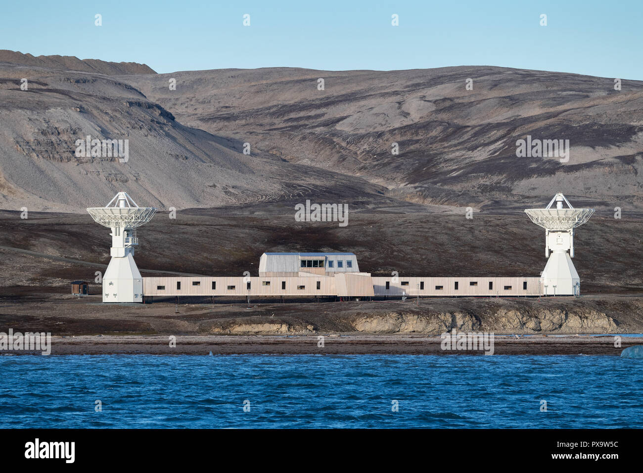 Nördlichsten Observatorium der Welt mit zwei Teleskopen, Ny-Ålesund, Spitzbergen Island, Spitzbergen Archipel Stockfoto