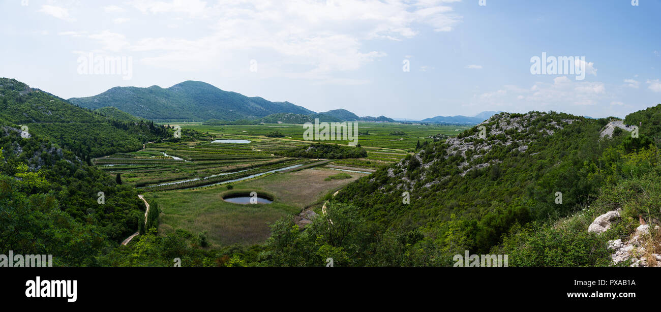 Neretva Delta ist der Fluss Delta der Neretva, ein Fluss, strömt durch Bosnien und Herzegowina und Kroatien und mündet in die Adria. Stockfoto
