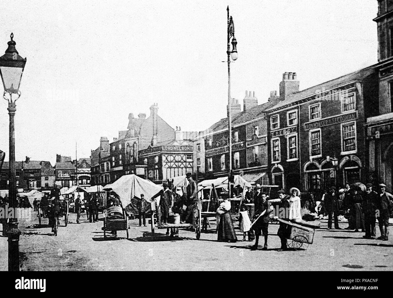 Market Place, Loughborough Anfang der 1900er Jahre Stockfoto