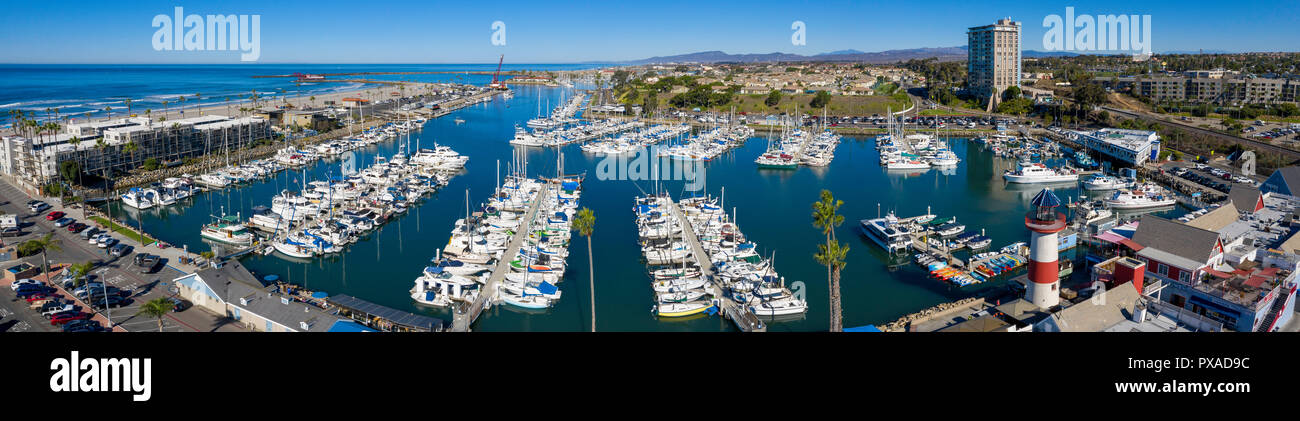 Oceanside Harbor Antenne Panoramablick Stockfoto