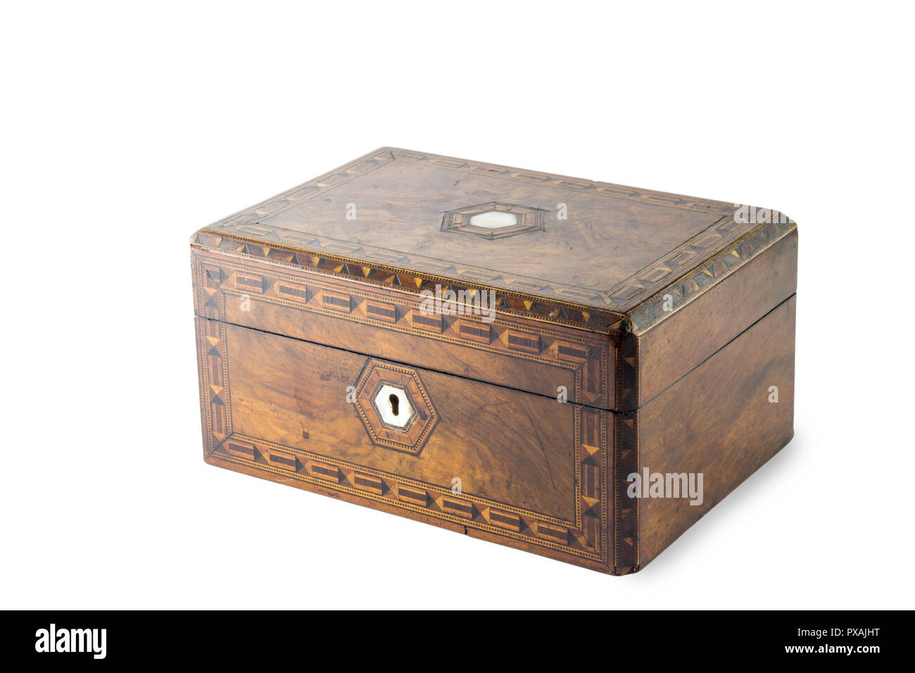 Holzkiste mit Perlmutt Inlay - Vintage Schmuck Box mit Deckel  Stockfotografie - Alamy