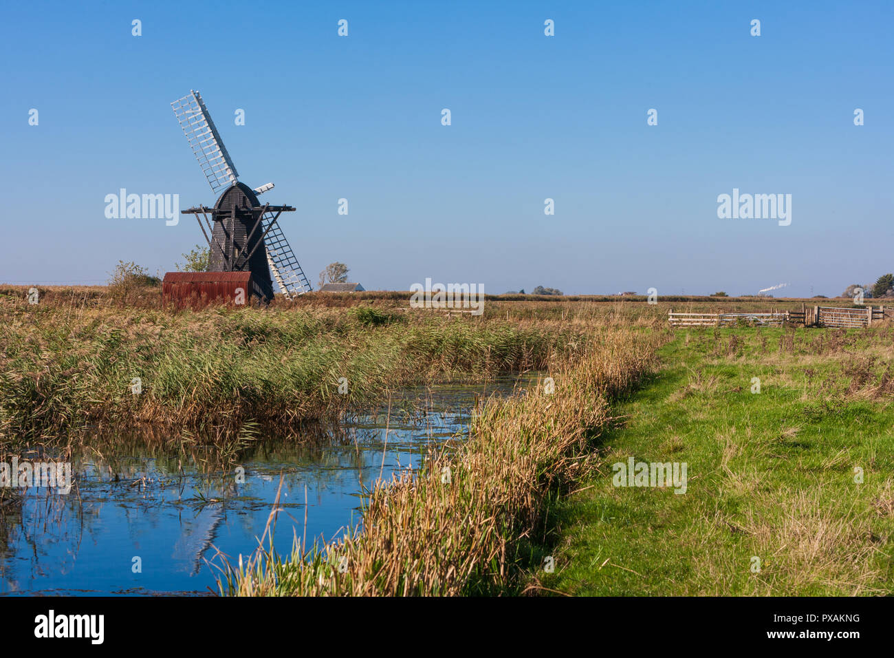 Herringfleet Mühle oder Walker's Mühle ist ein Grad II Liste* Kittel Mühle an Herringfleet, Suffolk, England, in einem schlechten Zustand mit zwei Segel entfernt Stockfoto