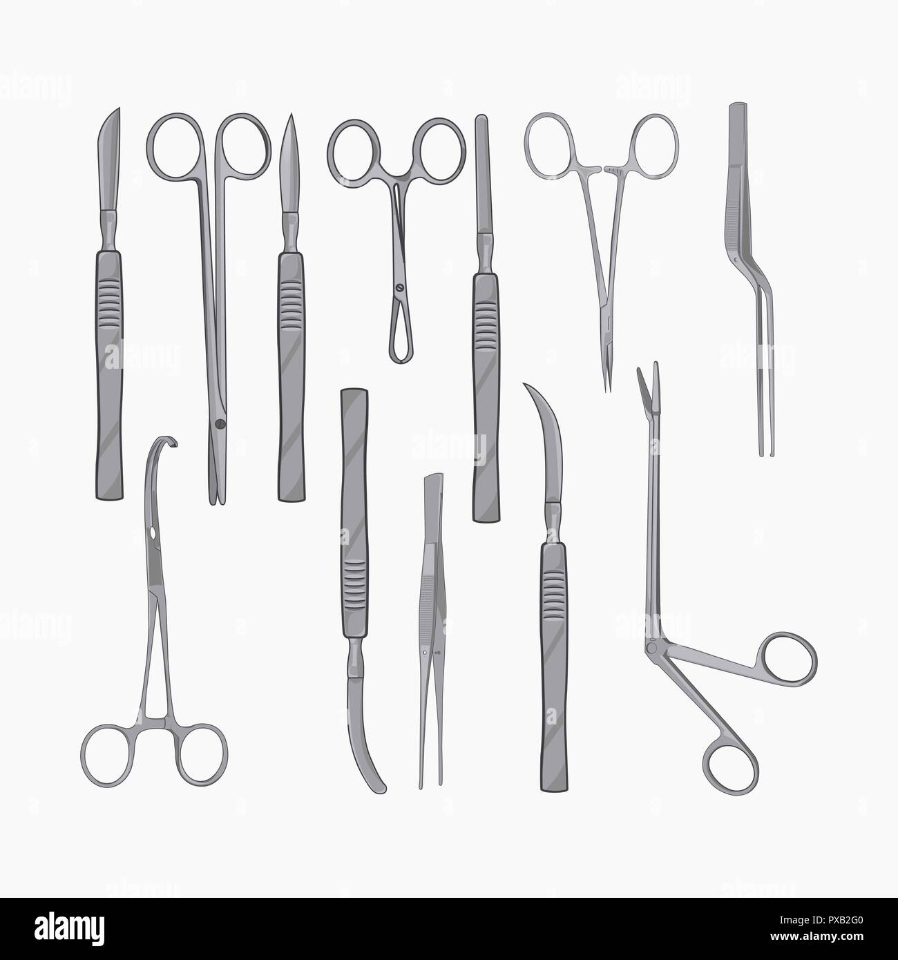 Chirurgische Instrumente isoliert auf weißem Hintergrund. Medizinische  Werkzeuge Sammlung Stock-Vektorgrafik - Alamy