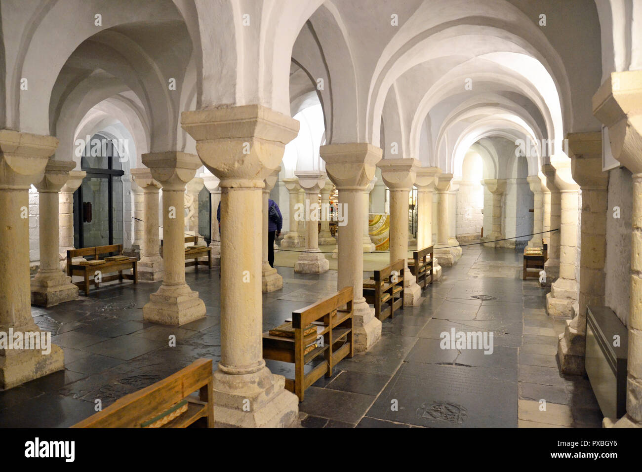Worcester Kathedrale Krypta, Worcestershire, England, UK Stockfoto