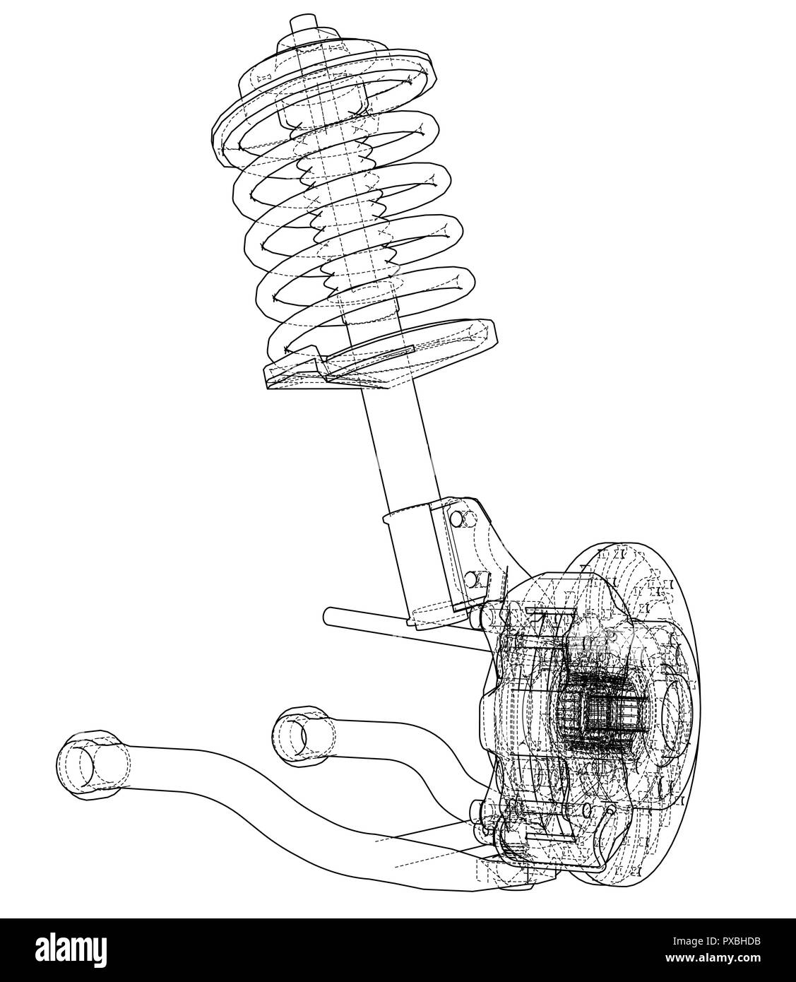 Auto Suspension mit Stoßdämpfer Stock Vektor