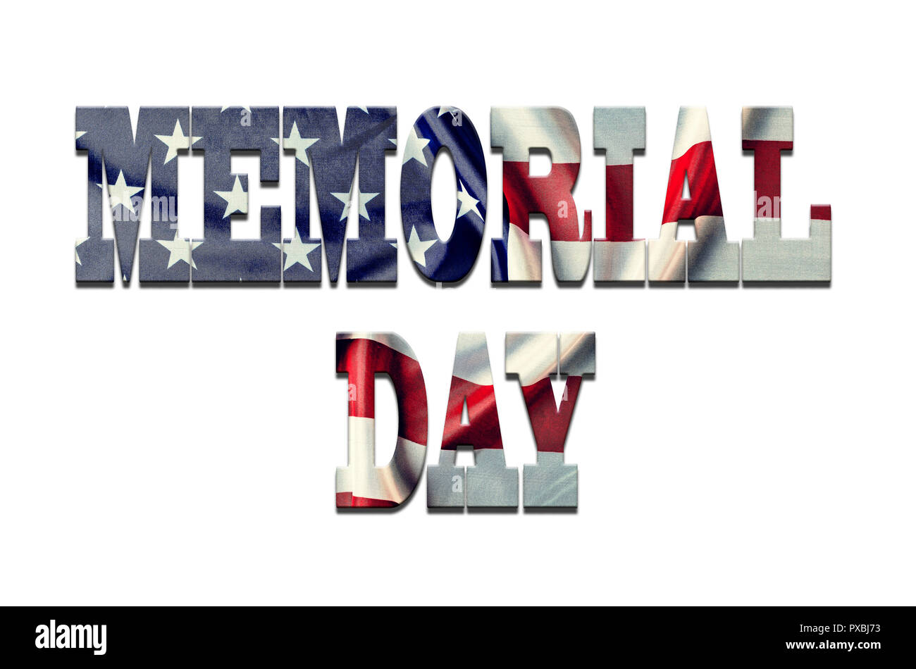 Text TAG Speicher auf einem weißen Hintergrund. Textur font-amerikanische Flagge. Designer Werkstück. Stockfoto