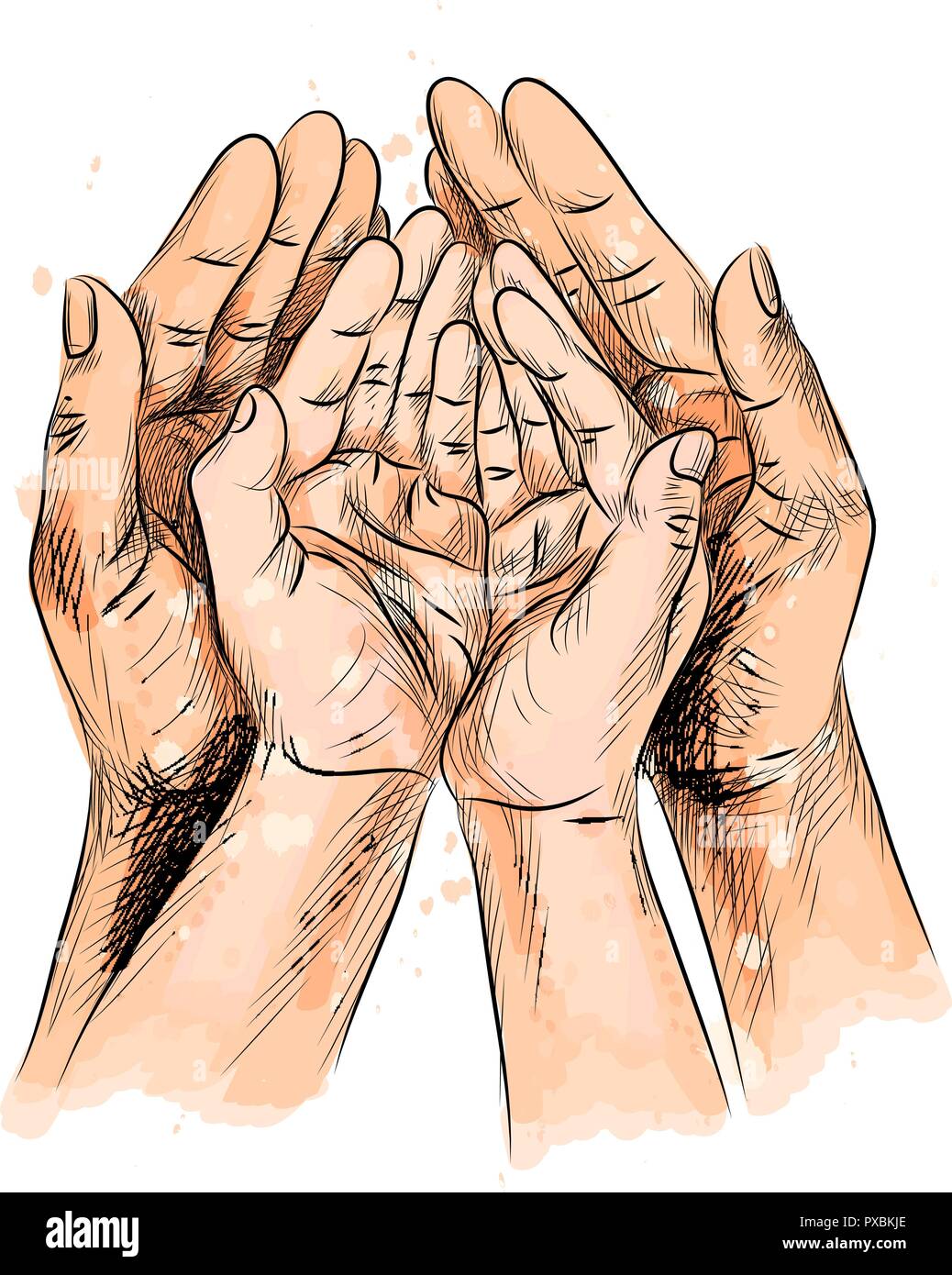Familie Baby Hande Neugeborenes Kind Mutter Vater Eltern Hand In Hand Stock Vektorgrafik Alamy
