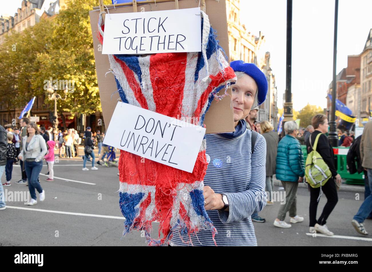 London, Großbritannien. 20 Okt, 2018. Völker stimmen Anti brexit März London, 20. Oktober 2018: Simon Leigh/Alamy leben Nachrichten Stockfoto