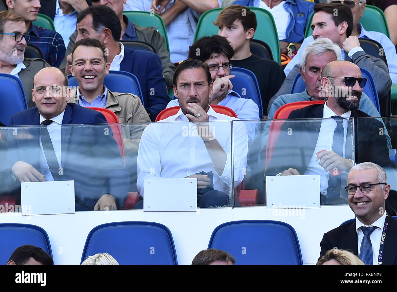 Rom, Italien. Okt, 2018 20. Fußball-Liga Serie A-Roma vs Spal-Rome 20-10-2018 Im Bild Baldissoni Totti und Monchi Foto Fotograf01 Gutschrift: Unabhängige Fotoagentur/Alamy leben Nachrichten Stockfoto