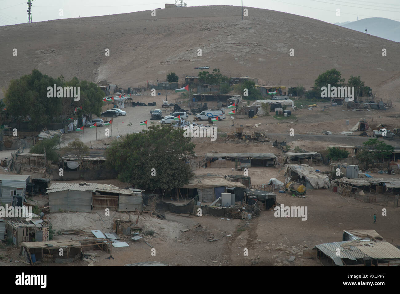 Die Beduinen Dorf Khan al-Ahmar im besetzten Westjordanland. 17/10/2018 Stockfoto