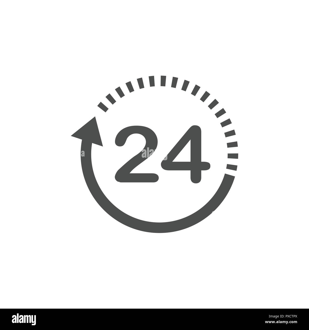 24 Stunden Symbol. 24 Stunden anmelden. Echtzeituhr Symbol vektor Illustration. Stock Vektor