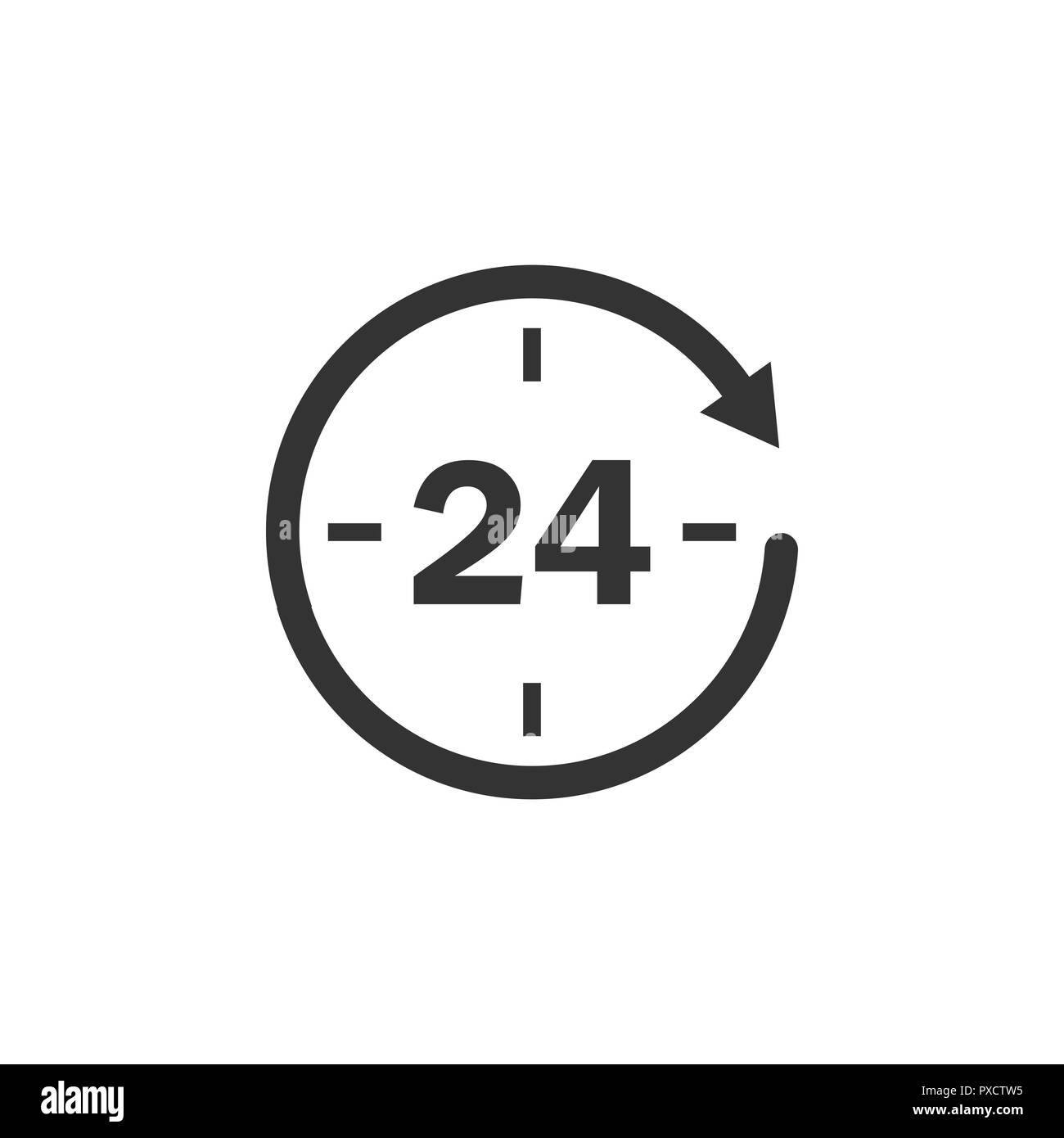 24 Stunden Symbol. 24 Stunden anmelden. Echtzeituhr Symbol vektor Illustration. Stock Vektor