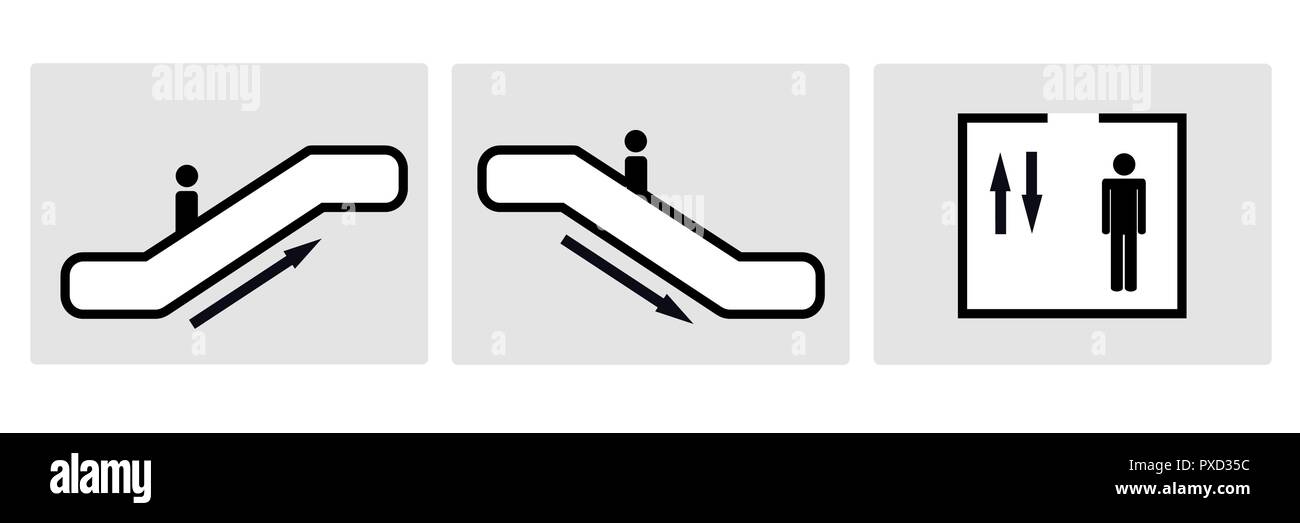 Rolltreppe und Aufzug Piktogramm Symbol Vektor EPS Abbildung 10 Stock Vektor