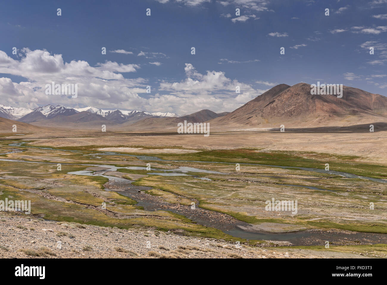 Aksu (murghab) River floodplain und afghanischen Große Pamir, Jarty Gumbez, Pamir, Gorno Badachschan Autonome Region, Tadschikistan Stockfoto