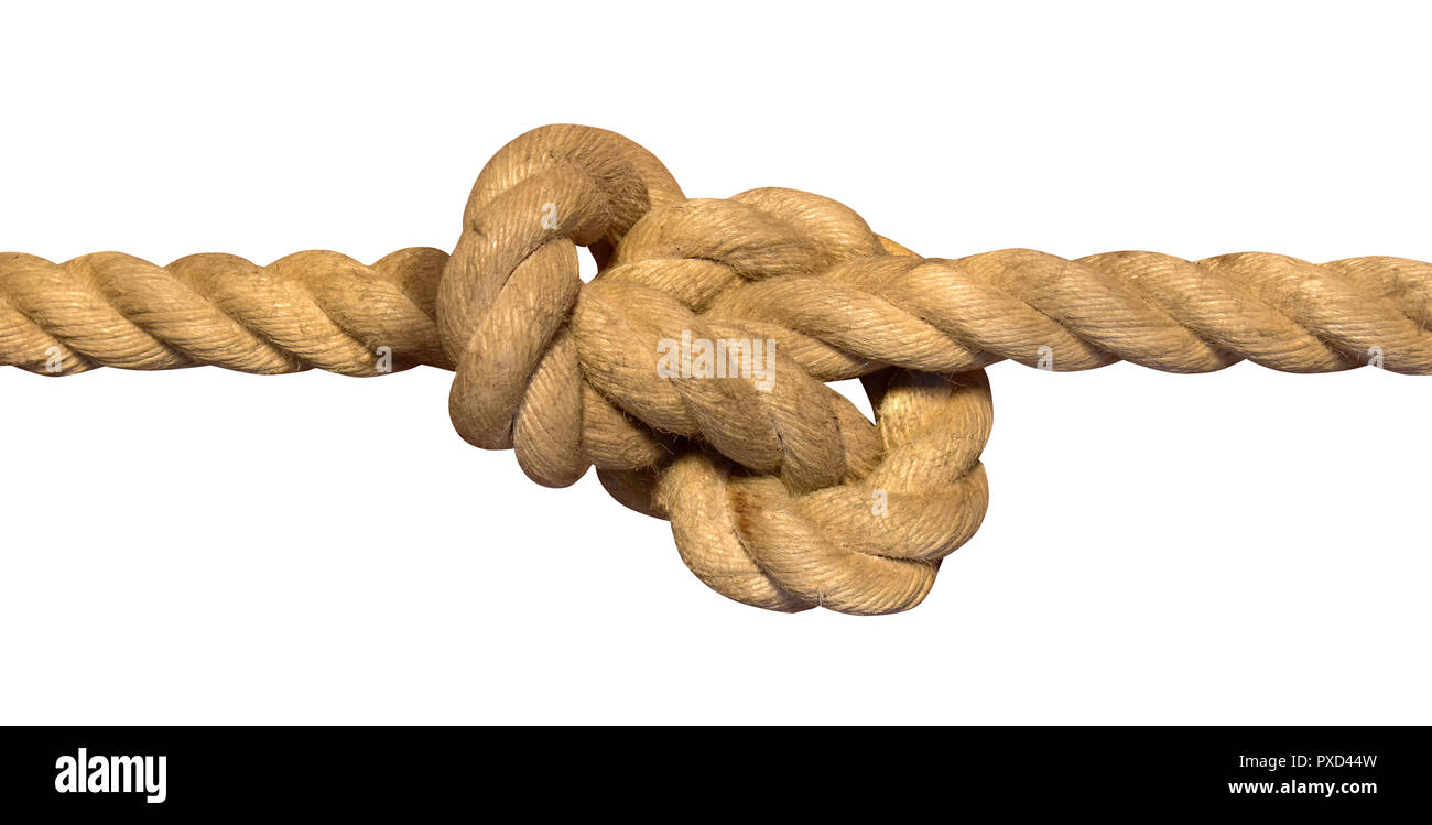 Knoten Seil Seil geknotet fest binden sichere Kordelzug Stockfoto