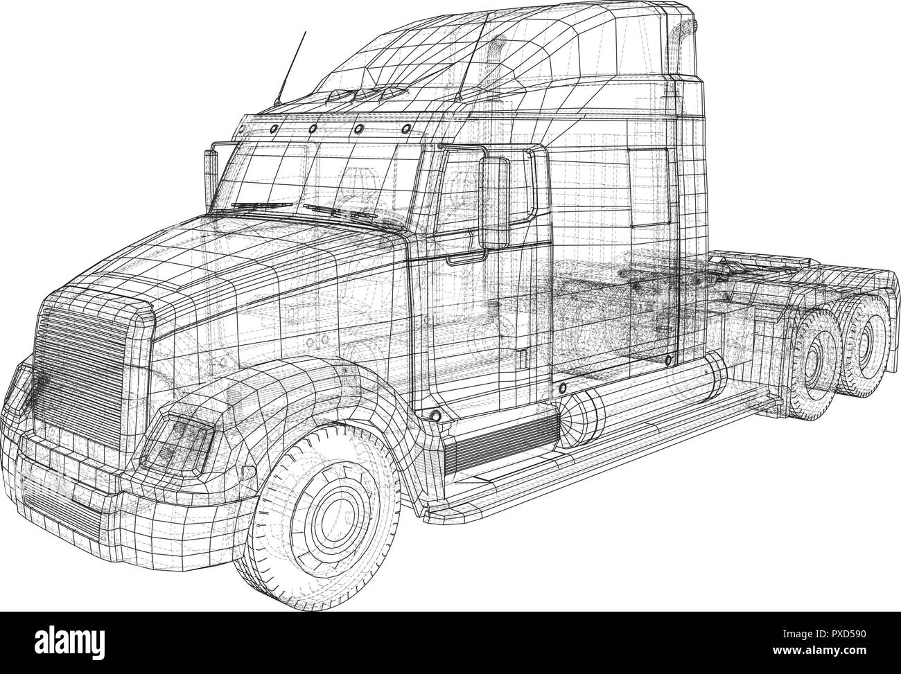 Cargo Truck isoliert auf grauen Hintergrund. Lkw liefern Fahrzeug Layout für Corporate Brand Identity Design. Tracing Abbildung der 3d. EPS 10 Vektor Format Stock Vektor