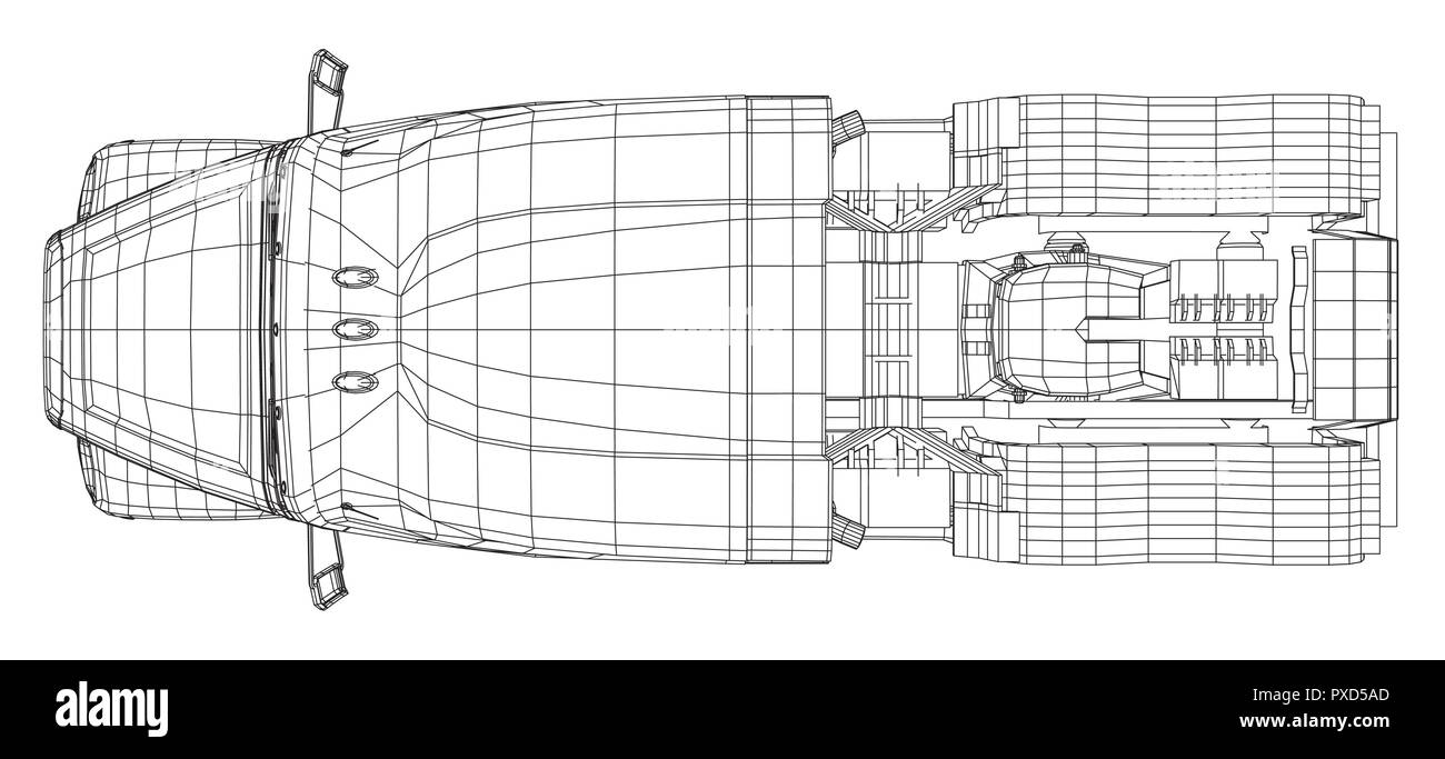 Kommerzielle Lieferung Cargo Truck Vektor für Marke und Werbung isoliert. Erstellt Abbildung der 3d. Wire-Frame Stock Vektor