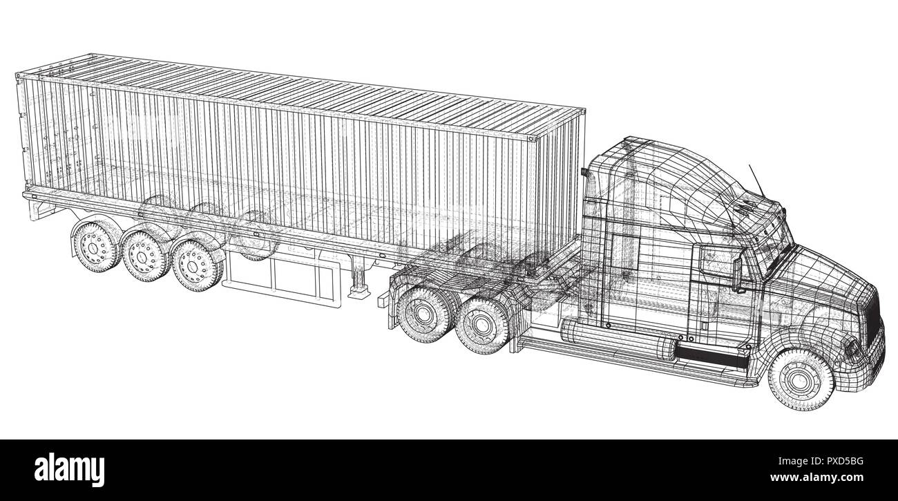 Fahrzeug. Big Cargo Truck. EPS 10-Format. Vektor erstellt von 3d. Stock Vektor