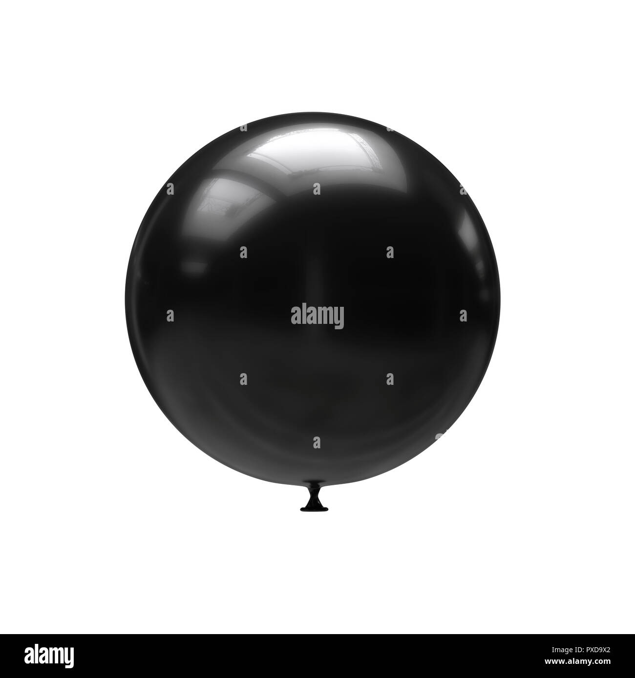 Schwarze Ballon auf weißem Hintergrund. 3D-Darstellung Stockfoto