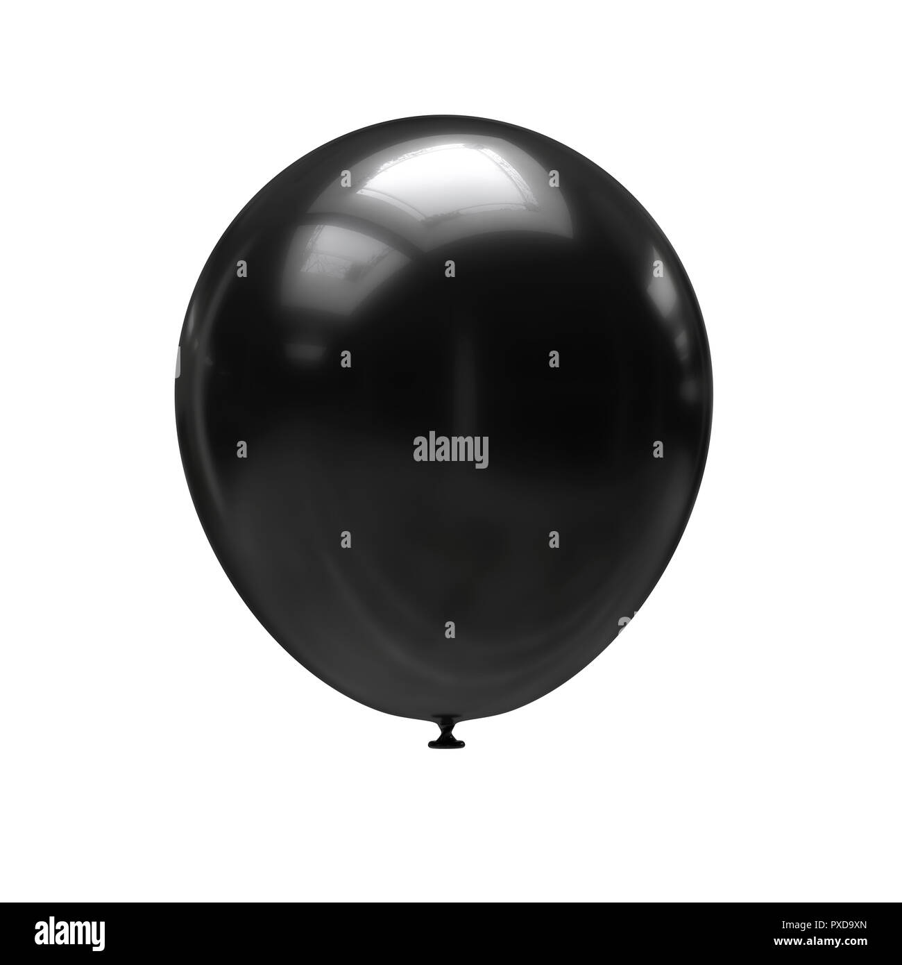Schwarze Ballon auf weißem Hintergrund. 3D-Darstellung Stockfoto