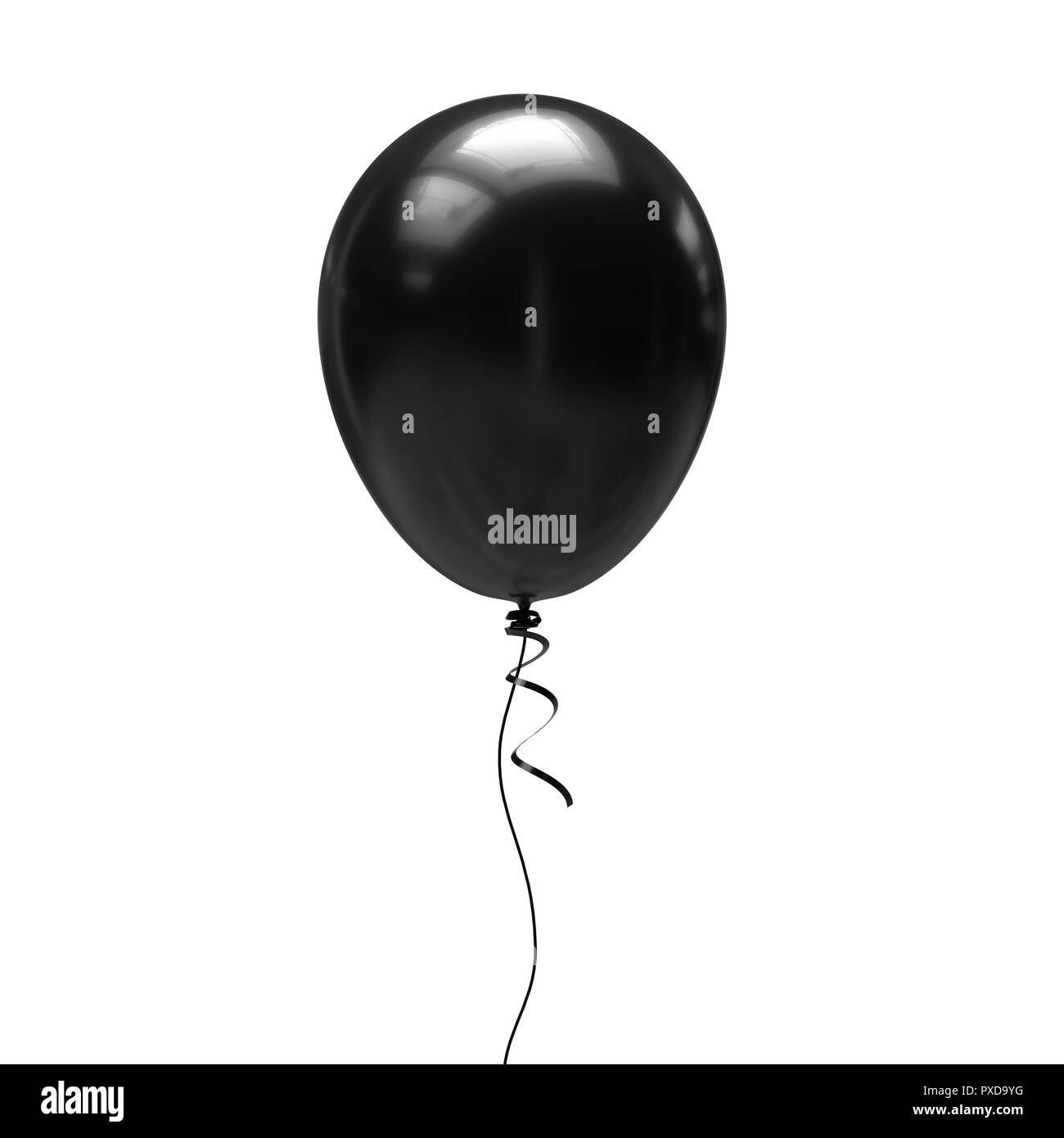 Schwarze Ballon auf weißem Hintergrund. 3D-Darstellung Stockfoto