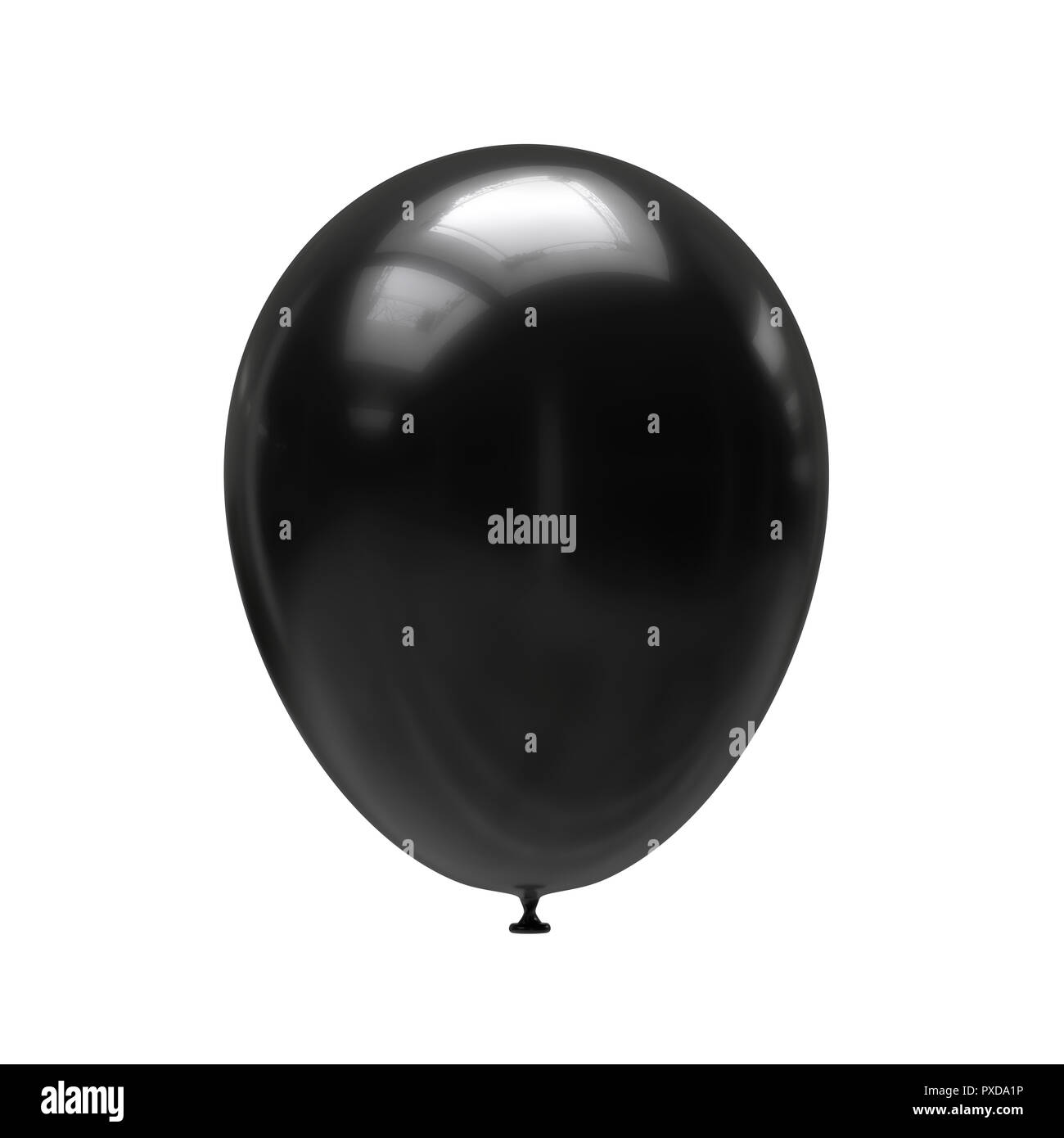 Schwarze Ballon auf weißem Hintergrund. 3D-Darstellung Stockfoto