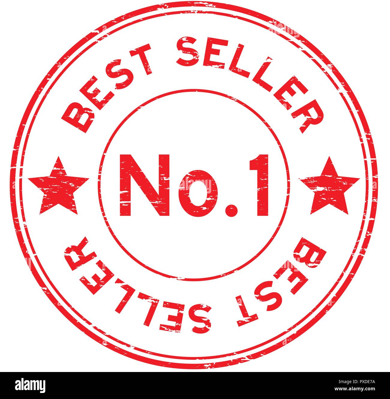 Grunge rot Nr. 1 Bestseller runde Stempel auf weißem Hintergrund Stock Vektor
