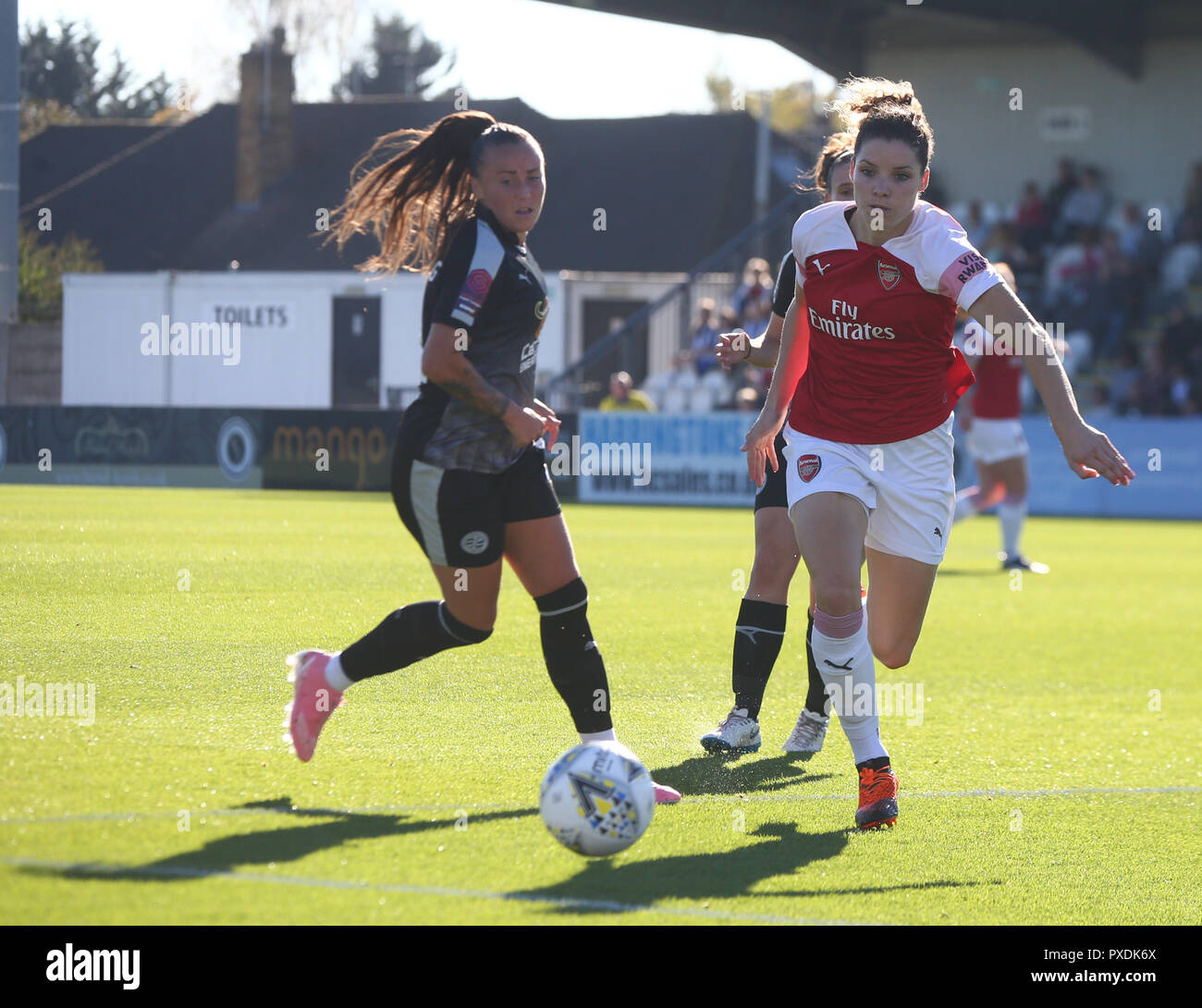 Dominique Bloodworth von Arsenal während Super FA Women's League Spiel zwischen Arsenal und Reading FC Frauen an Langeweile Holz, Boreham Wood, England Stockfoto