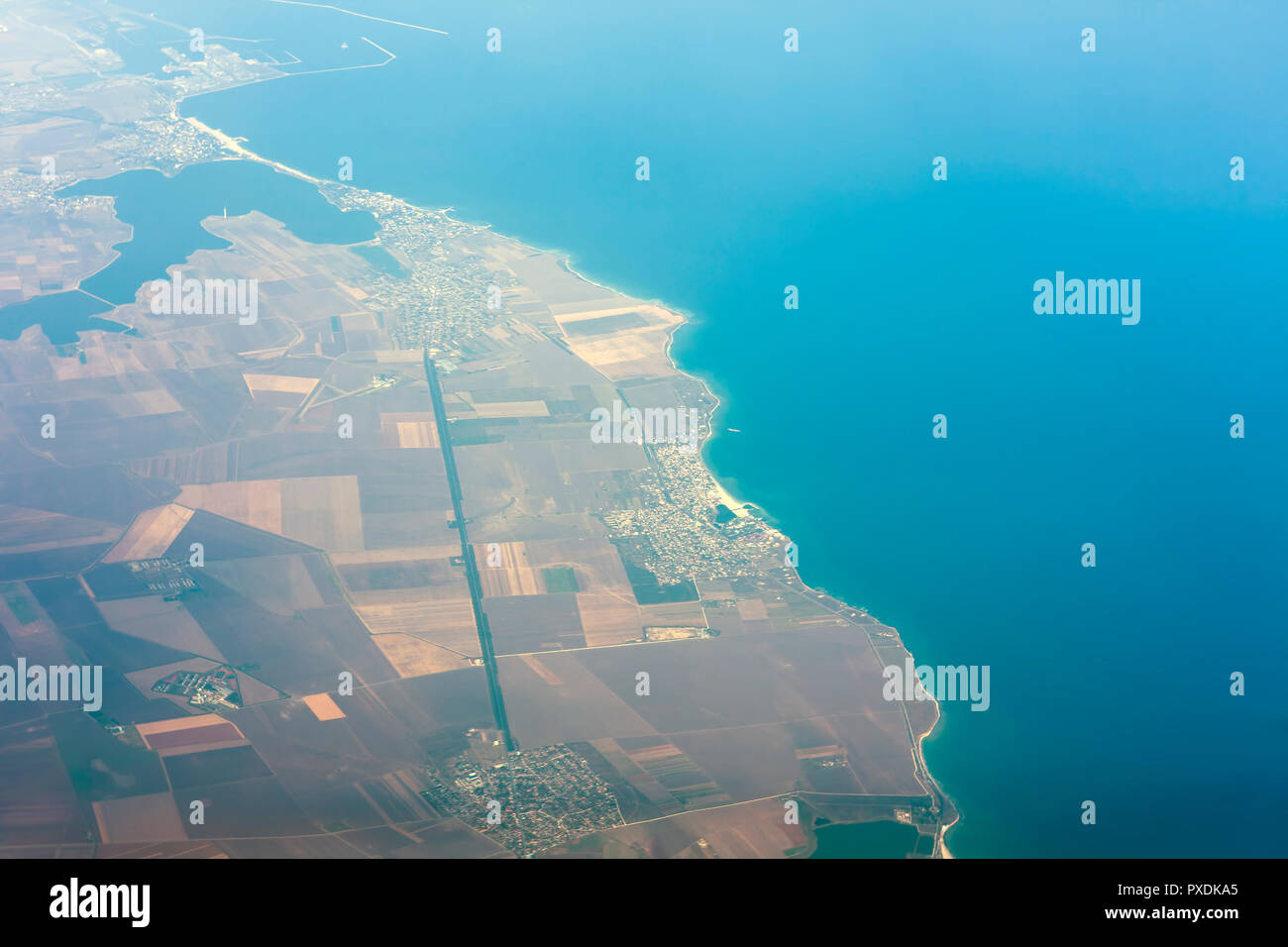 Rumänien Schwarzes Meer Resorts von Eforie Nord, Sud, 23. August und turda Blick aus dem Flugzeug Stockfoto