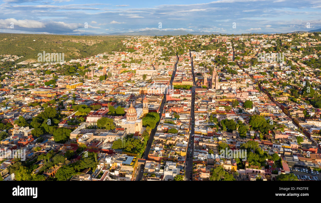 Luftaufnahme von San Miguel de Allende, Mexiko Stockfoto