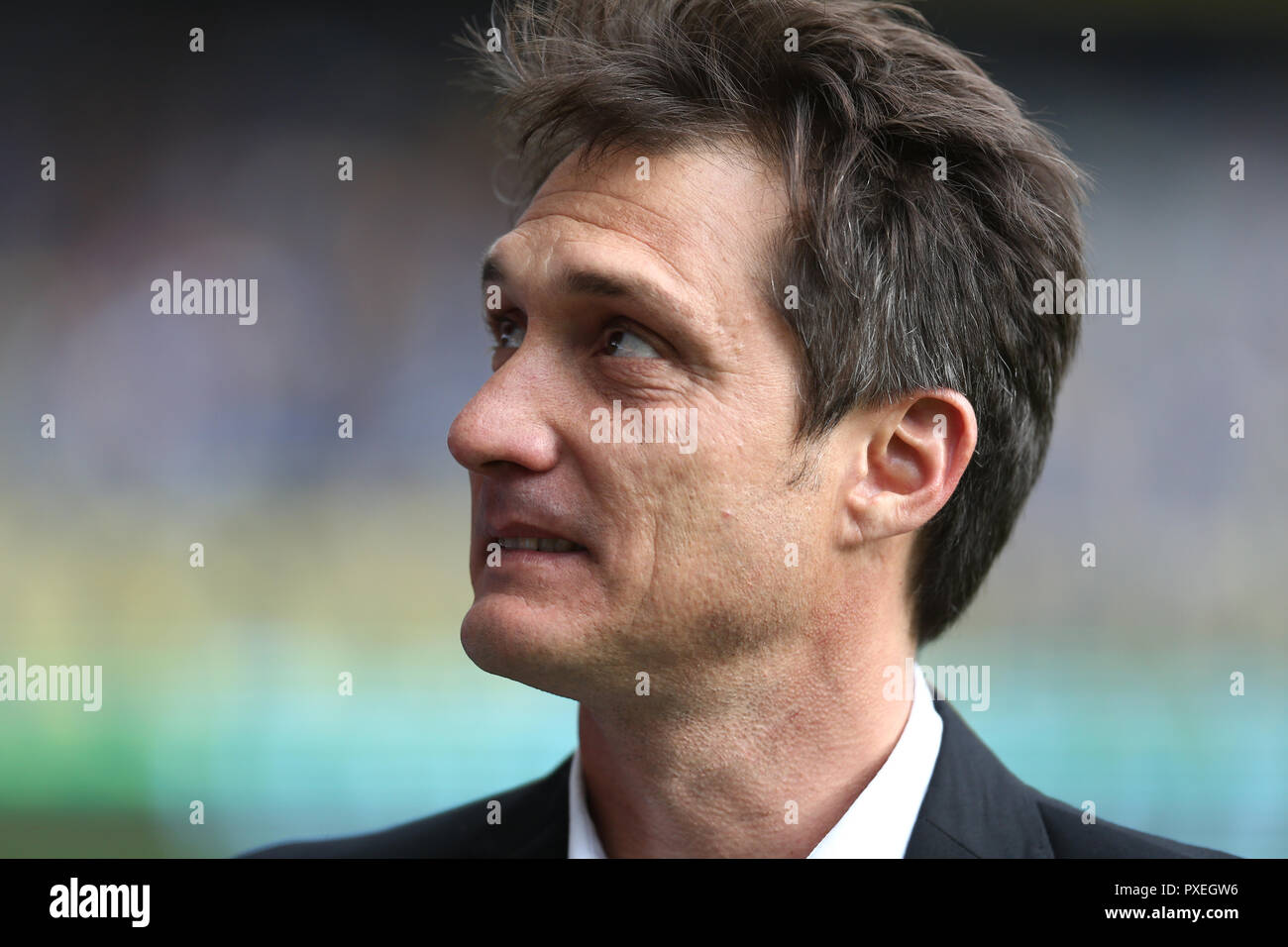 Buenos Aires, Argentinien - 20. Oktober 2018: Guillermo Barros Schelotto (Boca) in der Bombonera Stadion in Buenos Aires, Argentinien Stockfoto