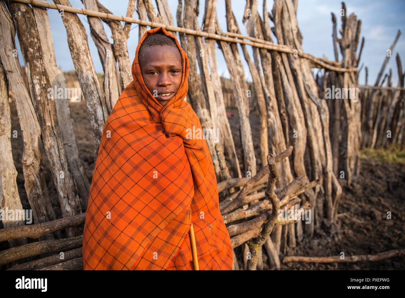 Masai Dorf in der Ngorongoro Crater in Tansania Stockfoto