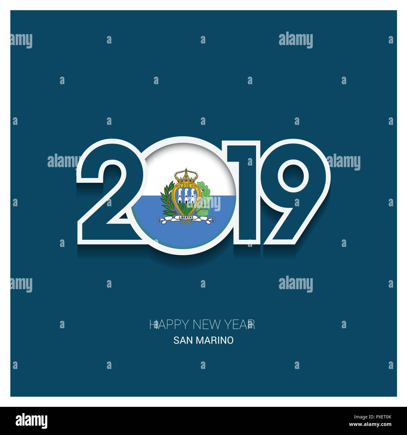 2019 San Marino Typografie, Frohes Neues Jahr Hintergrund Stock Vektor