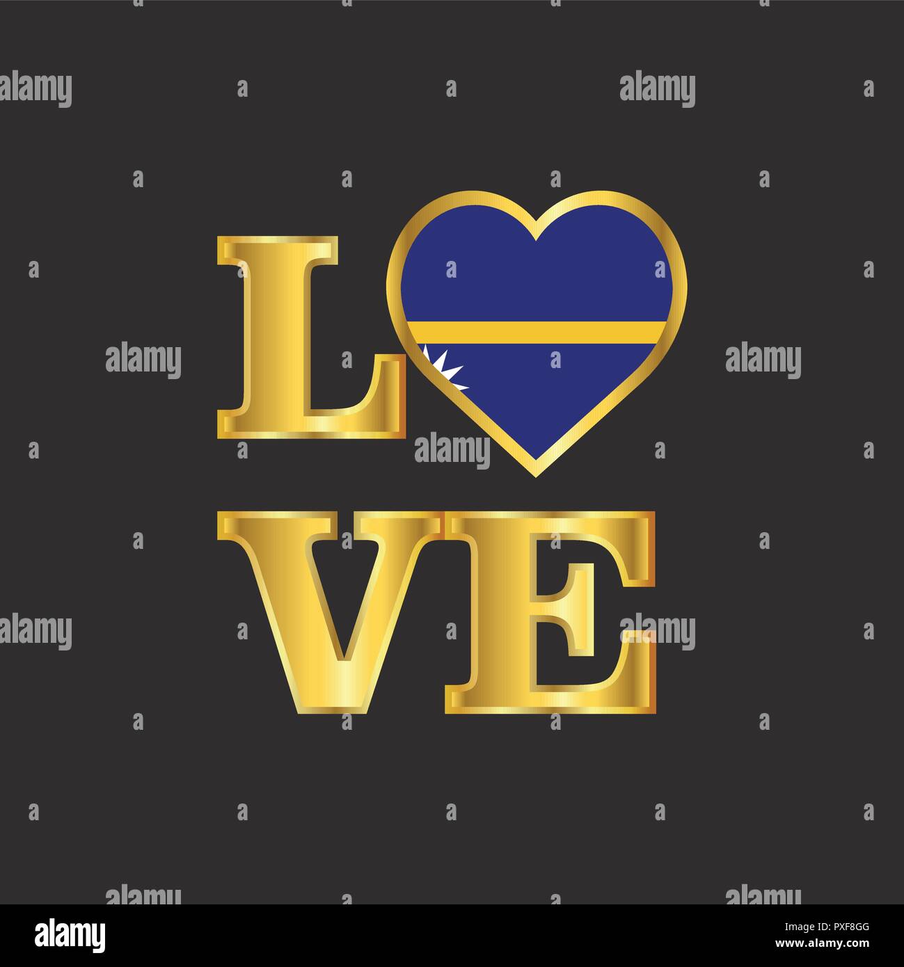 Liebe Typografie Nauru Flagge design vector Gold Schriftzug Stock Vektor