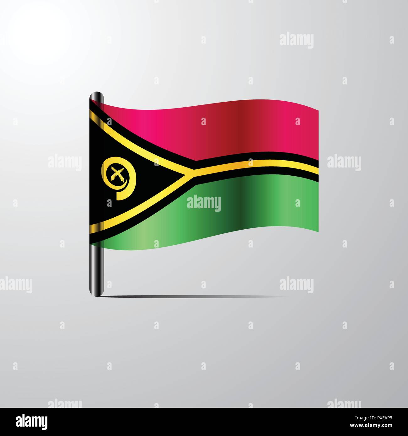 Vanuatu Flagge schwenkten Glänzendes Design Vector Stock Vektor