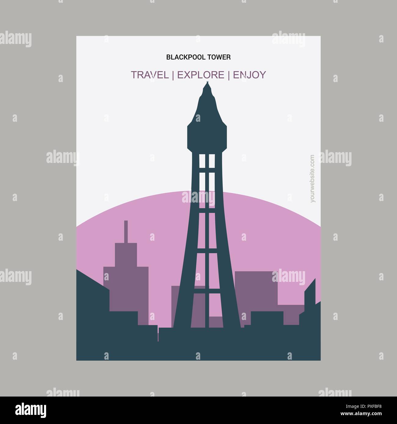 Blockpool Turm Blackpool, UK Vintage Style Wahrzeichen Poster Vorlage Stock Vektor