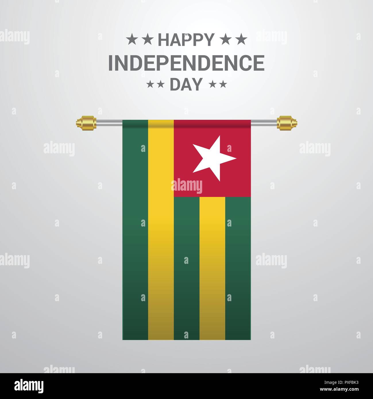 Togo Unabhängigkeit Tag hängende Fahne Hintergrund Stock Vektor